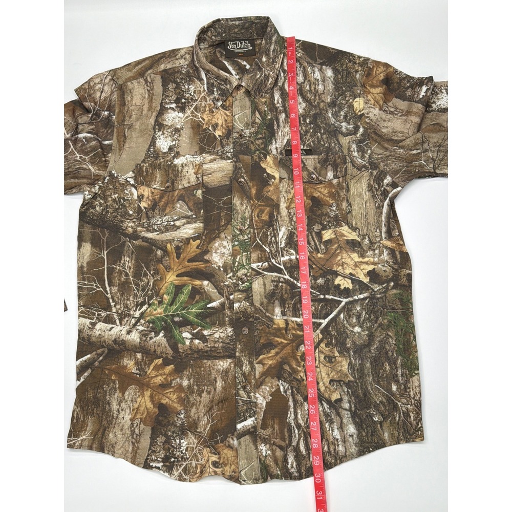 Von Dutch Mens Large Real Tree Camo Long Sleeve‎ Button Down Shirt Woodland - Picture 3 of 9
